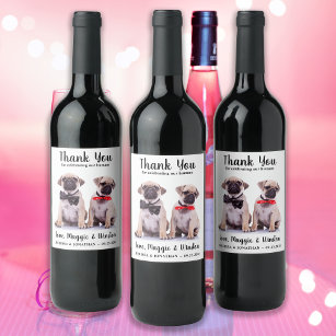 Personalized Pet Photo Thank You Dog Wedding Wine Label