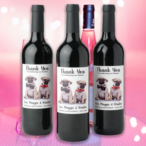 Personalized Pet Photo Thank You Dog Wedding Wine Label