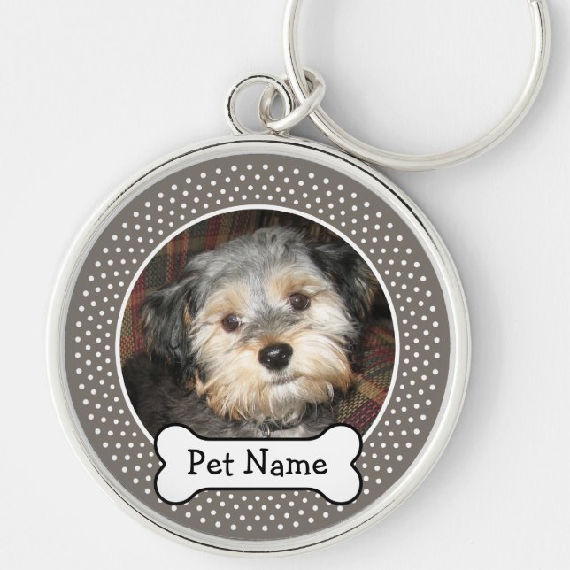 Personalized Pet Photo with Dog Bone Keychain (Front)