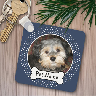 Personalized Pet Photo with Dog Bone Keychain