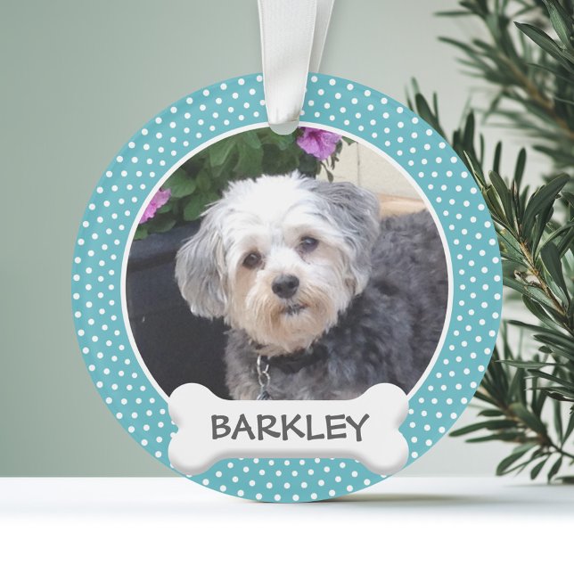 Personalized Pet Photo with Dog Bone Ornament (Personalized Ornament with Photo - Pet)