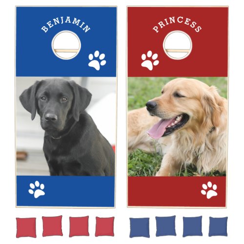 Personalized Pet Photo with Dogs Name Custom Cornhole Set