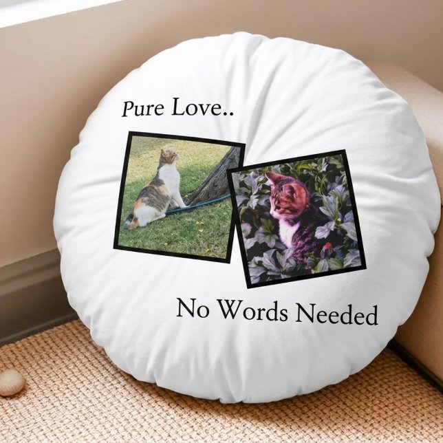 Personalized Pet Photos Round Pillow (Fully customizable round pillow with photos for pet lovers)