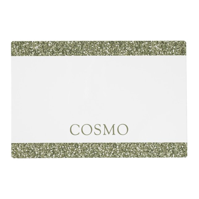 Personalized Pet Placemat Army Green Glitter (Front)