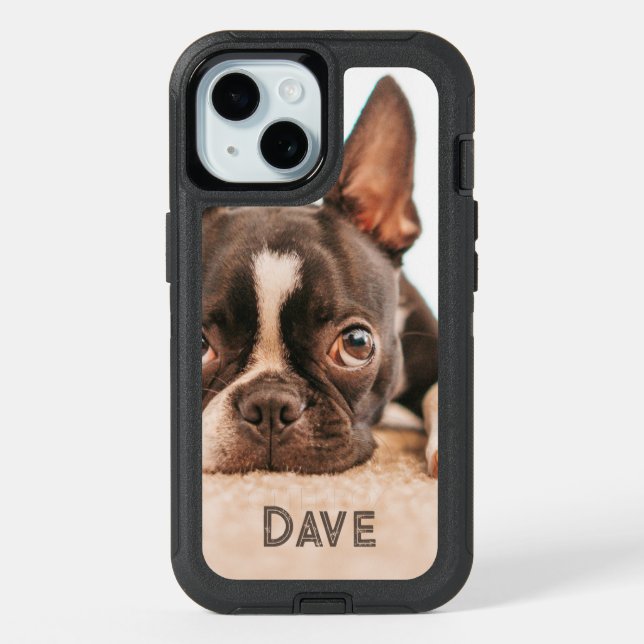 Personalized Pet Portrait Custom Dog & Cat Photo iPhone 15 Case (Back)