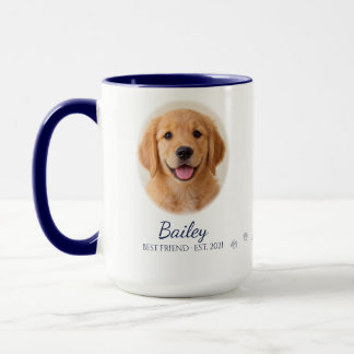 Personalized Pet Portrait Photo Mug Navy Oval
