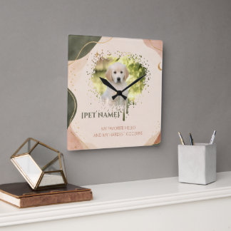 Personalized Pet Portrait Throw Pillow Square Wall Clock