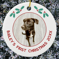 Personalized Pet Puppy Dog First Christmas Photo