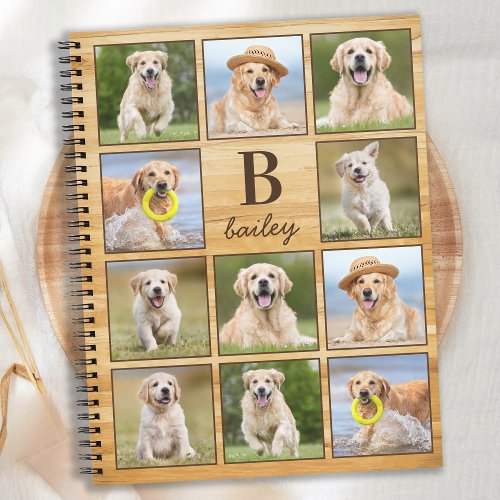 Personalized Pet Puppy Dog Monogram Photo Collage Notebook