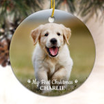 Personalized Pet Puppy Photo Dog First Christmas Ceramic Ornament<br><div class="desc">My First Christmas! Decorate your tree or send a special gift with this super cute personalized custom pet photo holiday ornament. Add your dog's photo and personalize with name and year. Ornament is double sided, you can do different photos each side. COPYRIGHT © 2020 Judy Burrows, Black Dog Art -...</div>