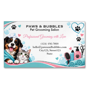 Personalized Pet Salon Pet Grooming Business Card Magnet
