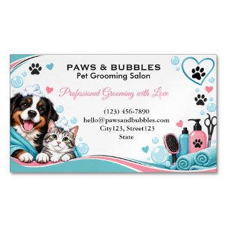 Personalized Pet Salon Pet Grooming Business Card Magnet