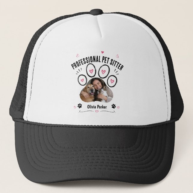 Personalized Pet Sitter Photo & Name  Trucker Hat (Front)