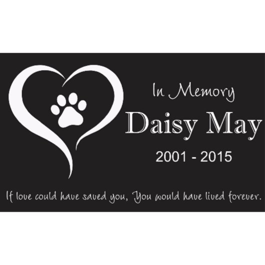 Personalized Pet Stone 6" x 10" Granite Memorial  (Top)