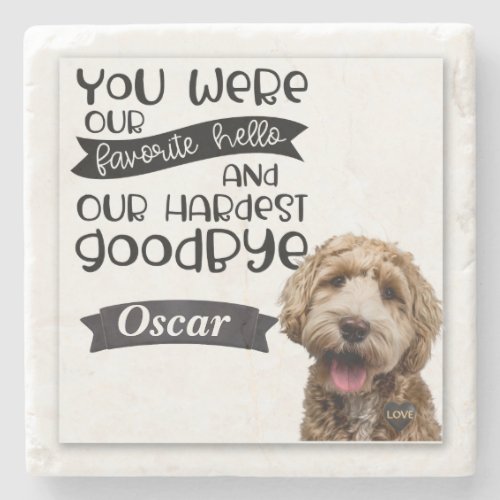 Personalized Pet Stone Coaster our Favorite Hello