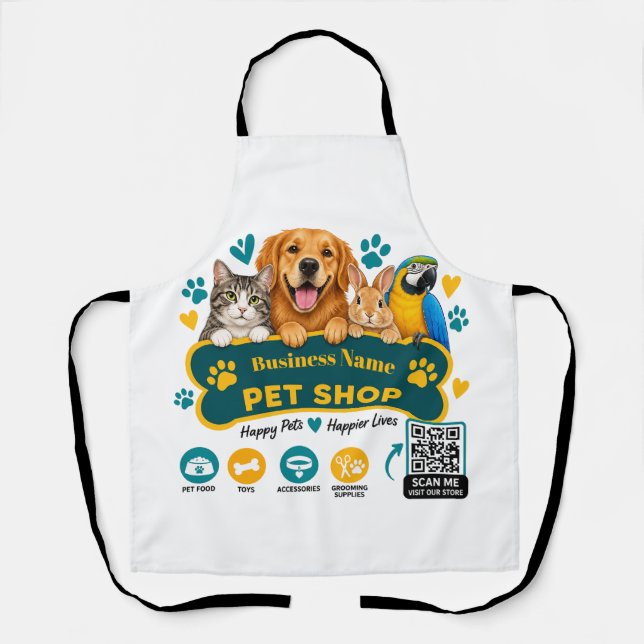 Personalized Pet Store Owner Apron with QR Code (Front)
