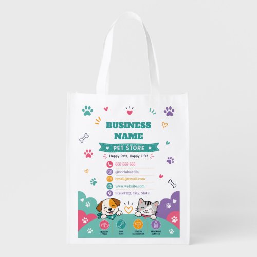 Personalized Pet Store Reusable Grocery Bag