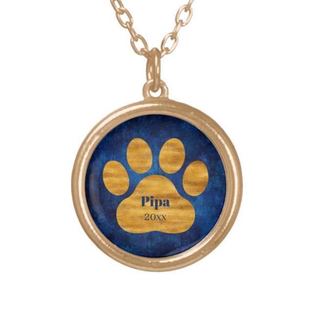 Personalized Pet Sympathy Gift Cat Memorial Silver Gold Plated Necklace (Front)