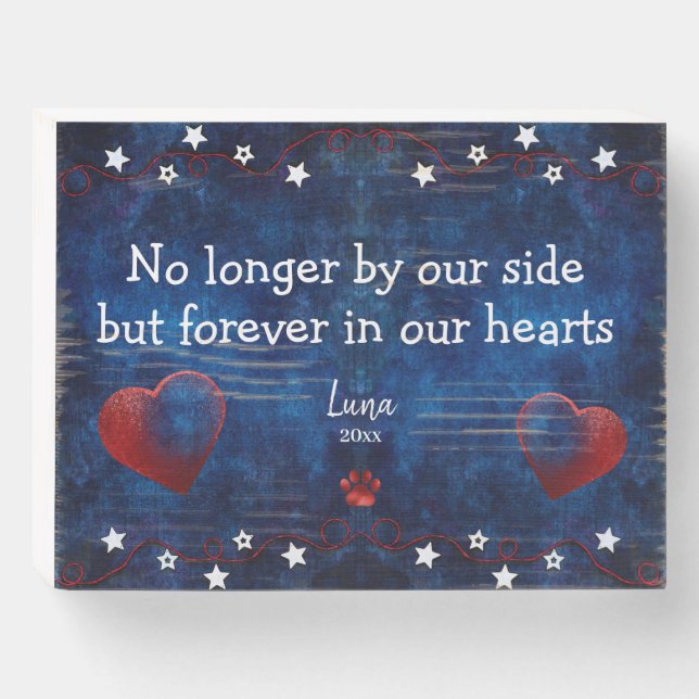 Personalized Pet Sympathy Gift Dog Memorial Gift W Wooden Box Sign (Front Horizontal)