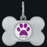 Personalized Pet Tag/Paw Print ID Tag<br><div class="desc">Personalized Pet Tag/Paw Print with Name and Telephone Number Give your four-legged friend the best with a custom bone-shaped pet tag. Made of burnished silver and printed in vibrant color, your images, designs, and text will display beautifully from any collar. Designed to withstand the wear and tear of even the...</div>