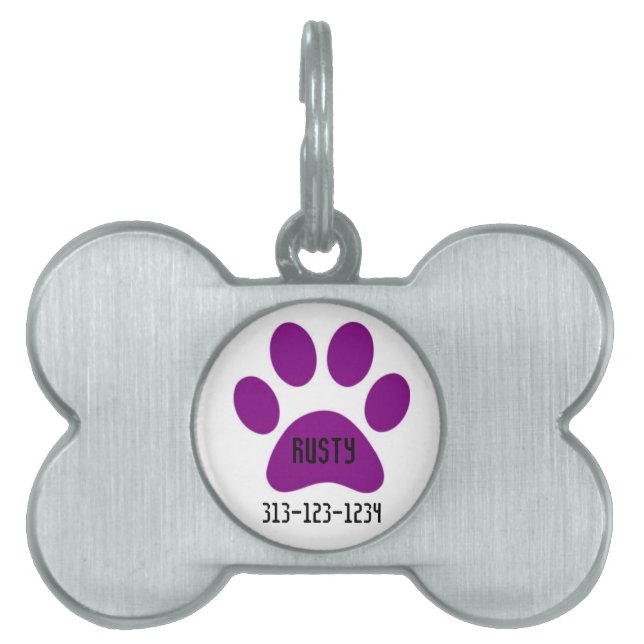 Personalized Pet Tag/Paw Print ID Tag (Front)