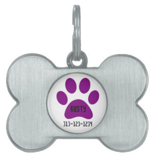 Personalized Pet Tag/Paw Print Pet ID Tag