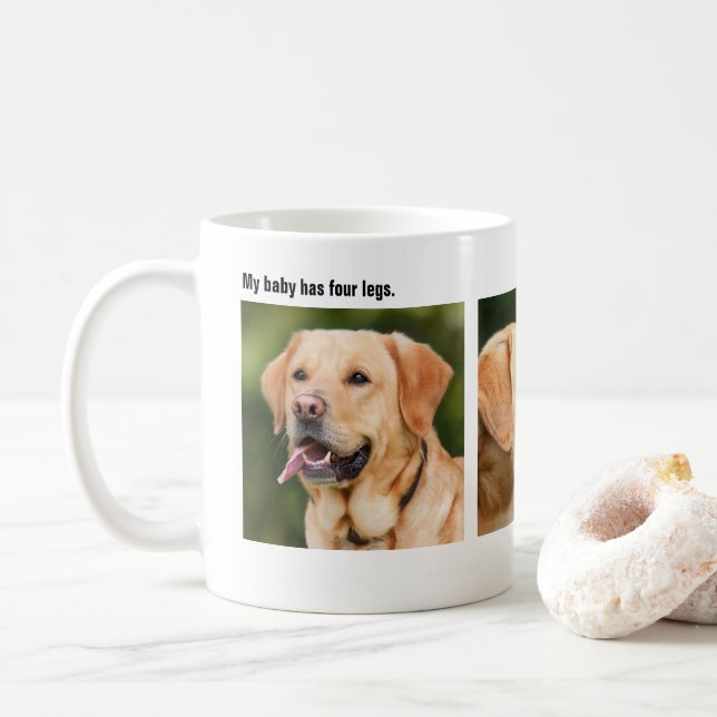 Personalized Pet Three Photo Coffee Coffee Mug (With Donut)