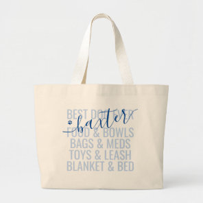 Personalized Pet Vacation Packing List on Large Tote Bag