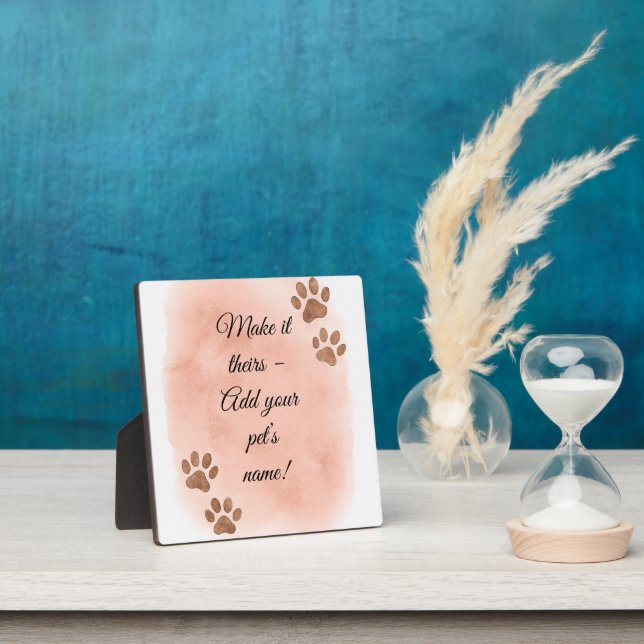 Personalized Pet Wall Art – Elegant Paw Print Desi Plaque (Insitu)