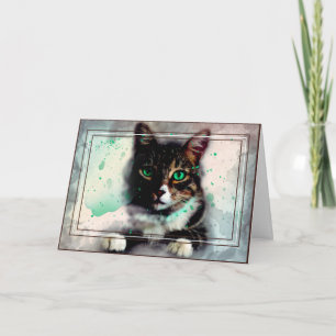 Personalized Pet Watercolor Design Cat Card