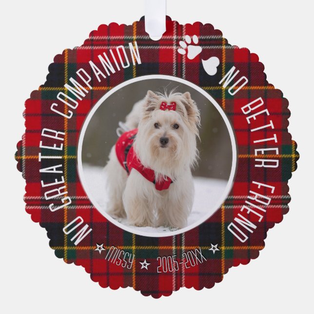 Personalized Pet Xmas Tree Memorial Ornament Card (Front)