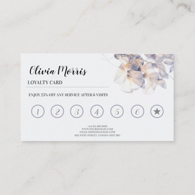Personalized petaled Loyalty Card  (Back)