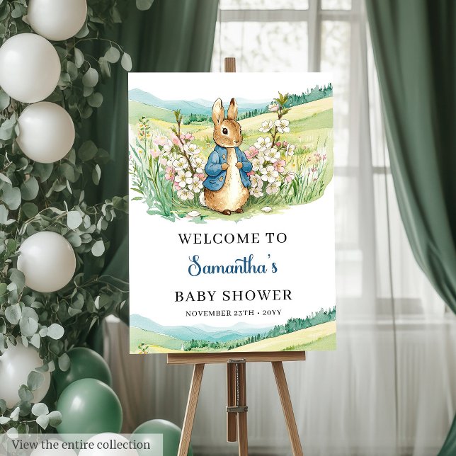 Personalized Peter Rabbit Baby Shower Entry Poster (Personalized Peter Rabbit Baby Shower Entry Poster)