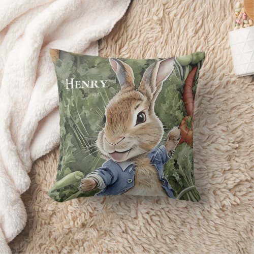 Personalized Peter Rabbit Beatrix Potter Nursery  Throw Pillow