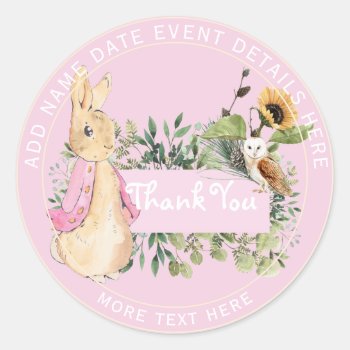 Personalized PETER RABBIT  Party Thank You PINK Classic Round Sticker