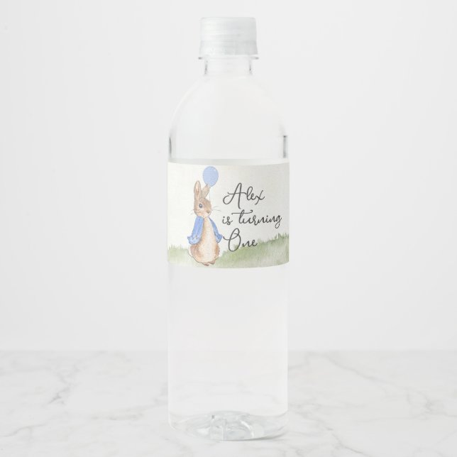 Personalized Peter Rabbit Water Bottle labels (Front)