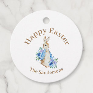Personalized Peter Rabbit Watercolor Floral Easter Favor Tags