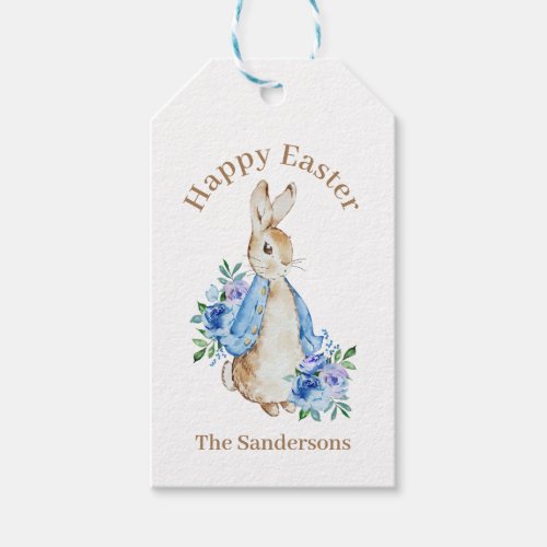 Personalized Peter Rabbit Watercolor Floral Easter Gift Tags