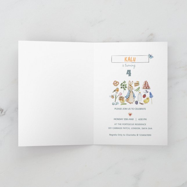 personalized peter the rabbit invitation (Inside)