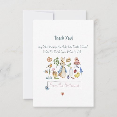 personalized peter the rabbit thank you card