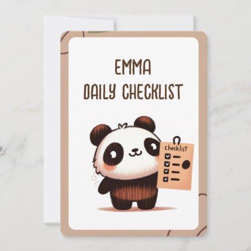 personalized petite Panda daily check list