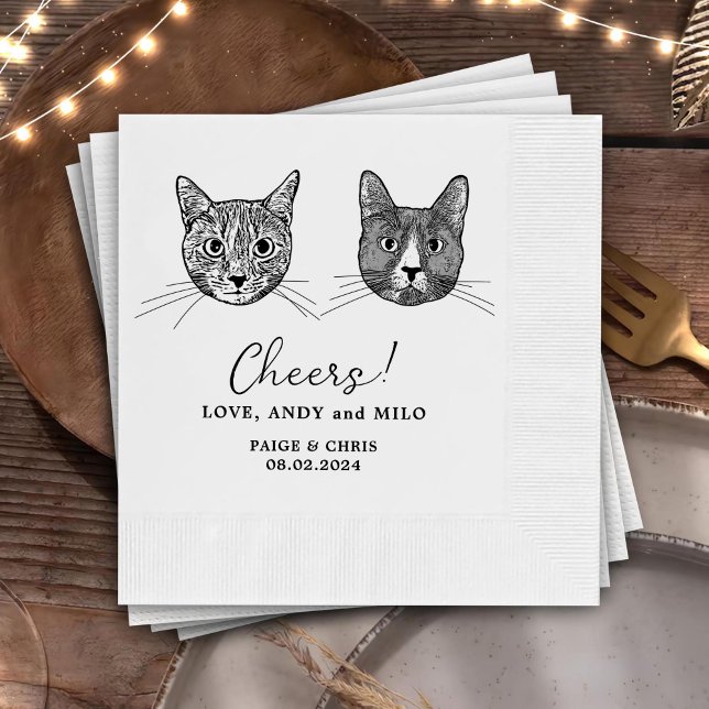 Personalized Pets Custom Hand Drawing Wedding Napkins (Creator Uploaded)