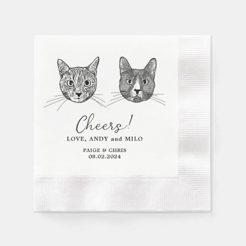 Personalized Pets Custom Hand Drawing Wedding Napkins