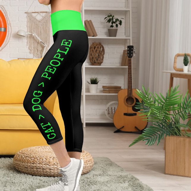 Personalized Pets Green Black Grunge Edgy Look Fun Capri Leggings (Creator Uploaded)