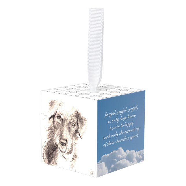 Personalized Pets memorial Cube Ornament with poem (Front Angled)