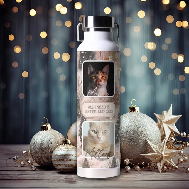 Personalized Pets Photo Collage Christmas  Water Bottle (Creator Uploaded)