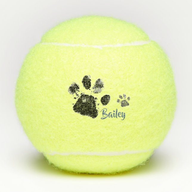 Personalized Pet's Tennis Ball with Paw Prints (Front)