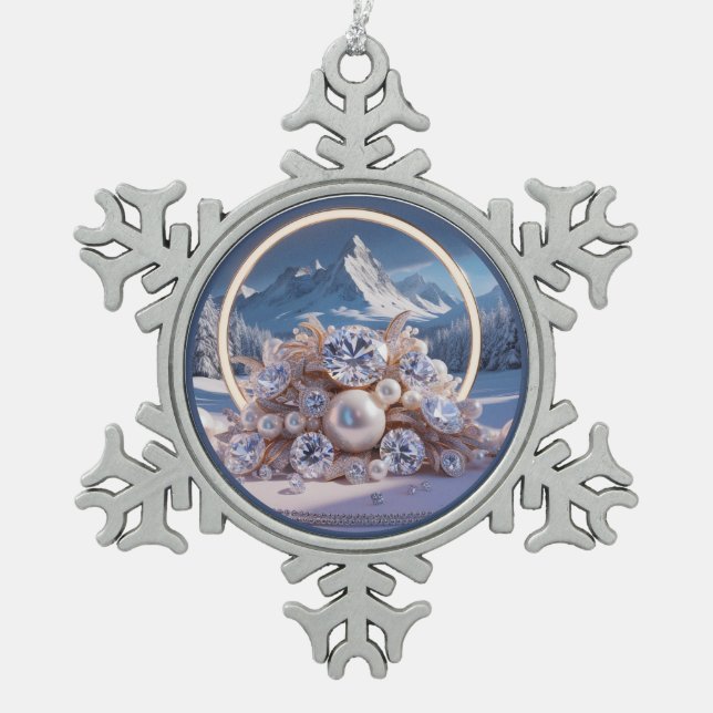 Personalized Pewter Snowflake Ornament (Front)