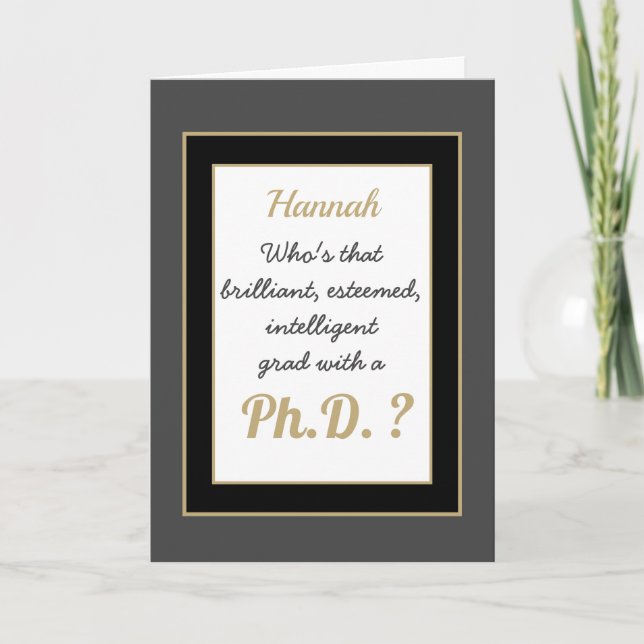 Personalized Ph.D. Congratulations card (Front)