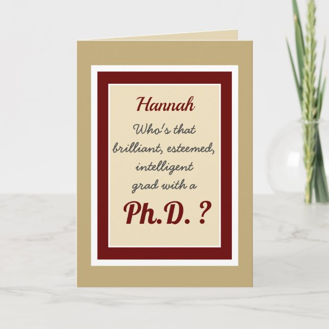 Personalized Ph.D. Congratulations card (Front)